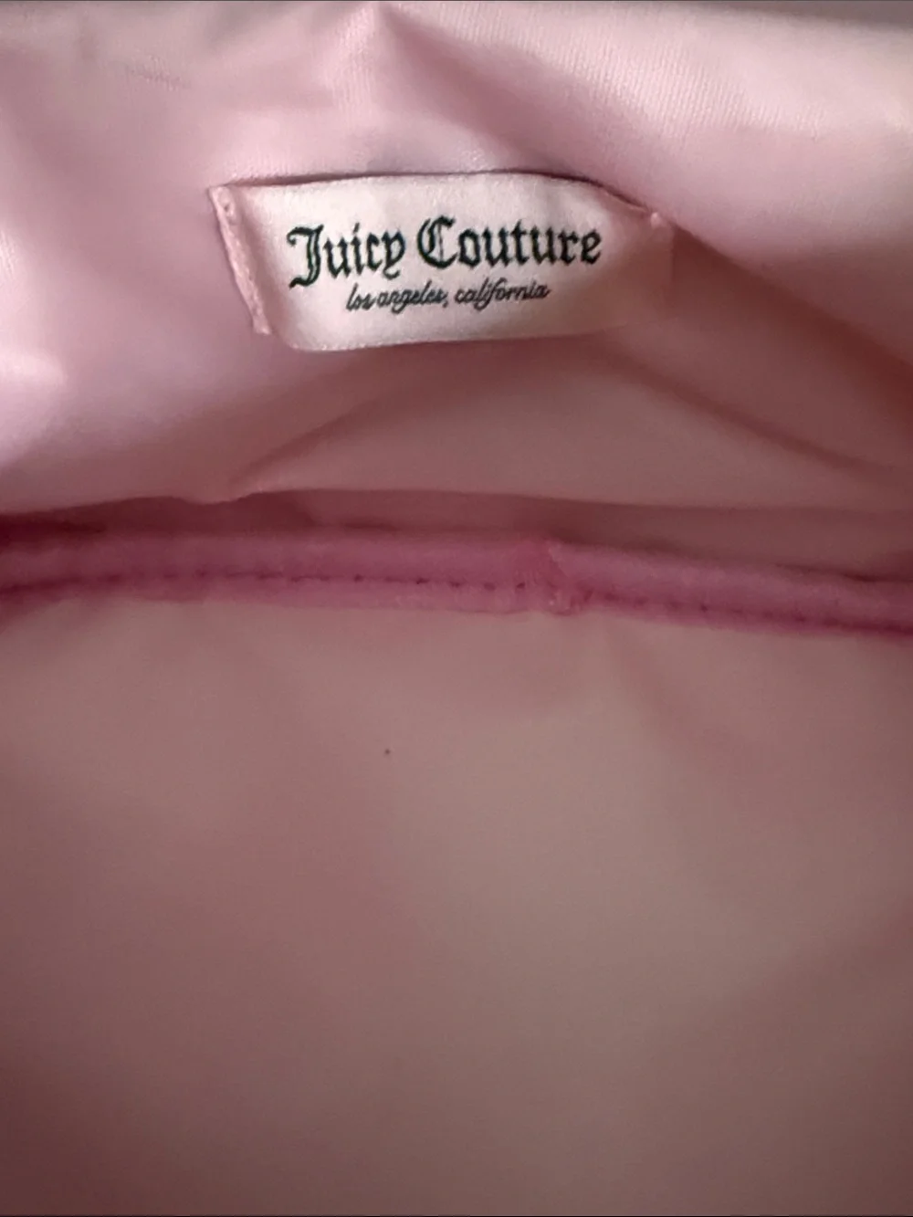 Juicy Couture pink and gold zippered train case cosmetic makeup bag